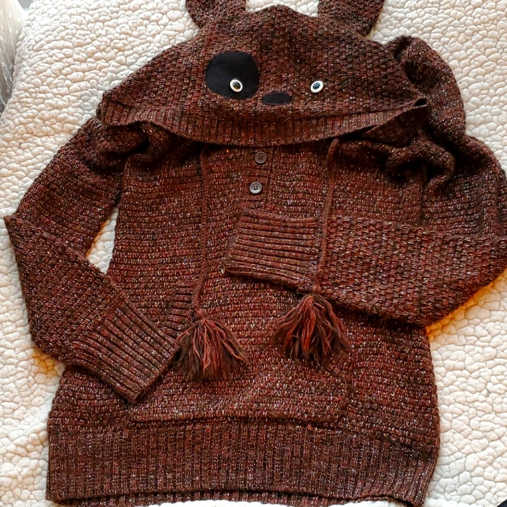 Size M Brown Sparkly Cartoon Hoodie
